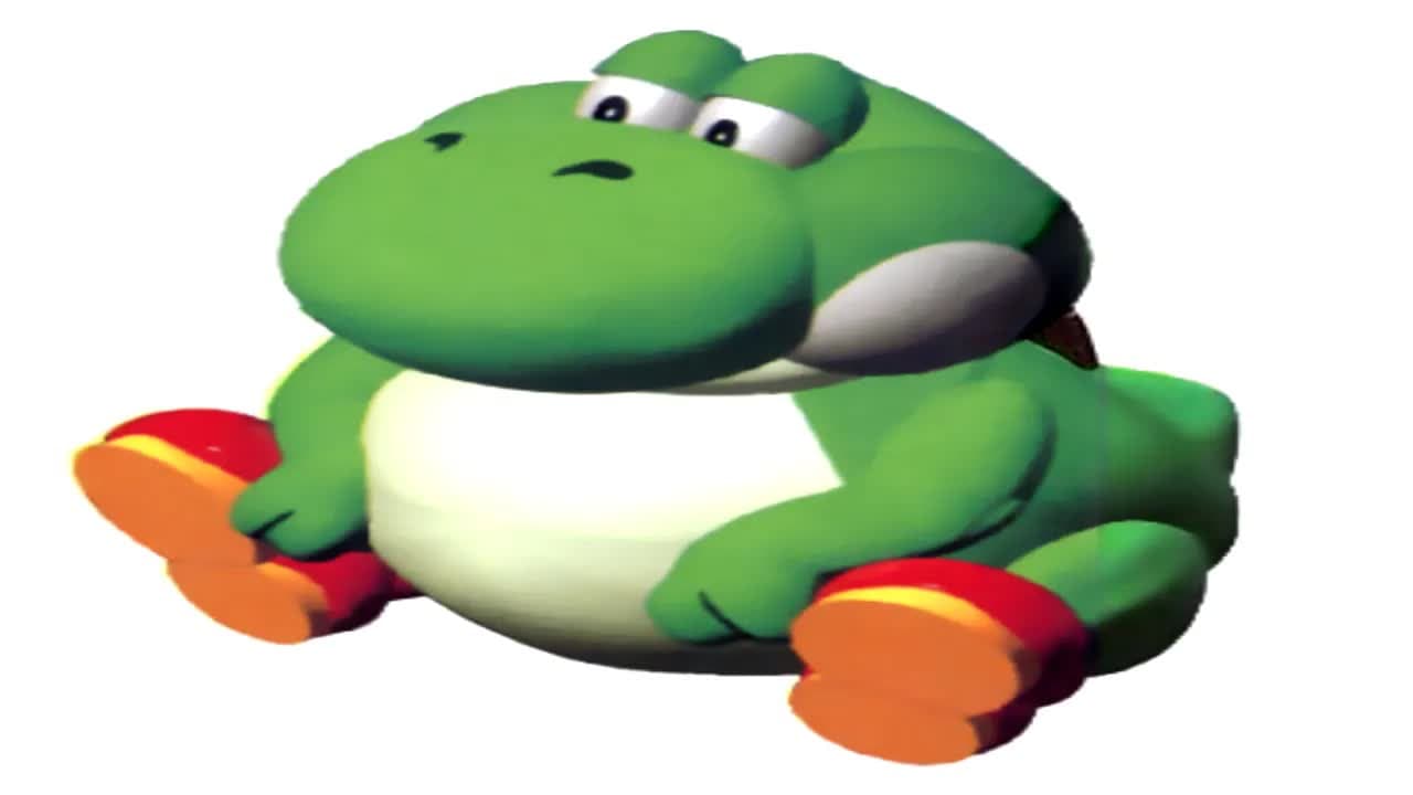 Yoshi's voice but pitched down so he sounds like a grown man