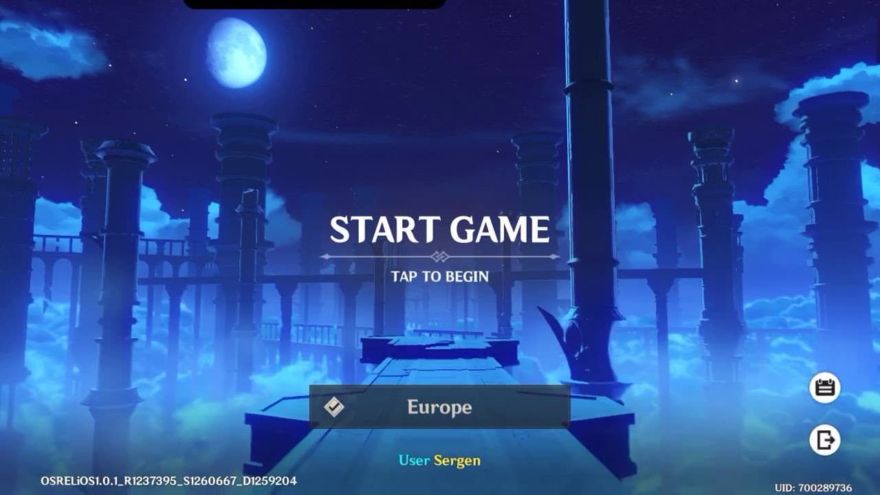 Genshin Impact Night Theme Menu