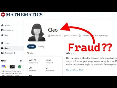 Was Cleo from MathStackExchange a Fraud?