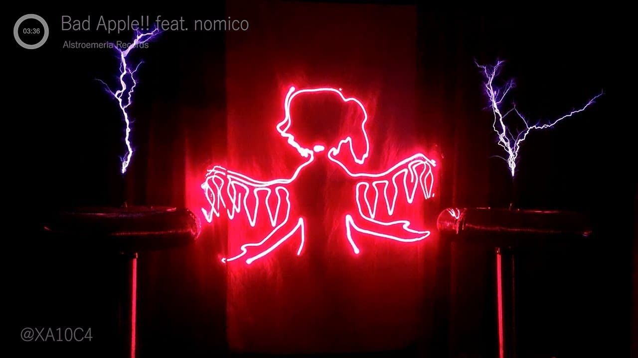 Bad Apple !! - Tesla coil + LaserShow
