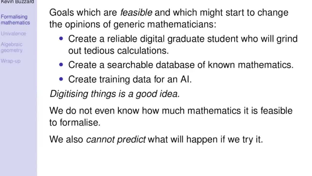 Kevin Buzzard, Imperial College London: "Is HoTT the way to do mathematics?"