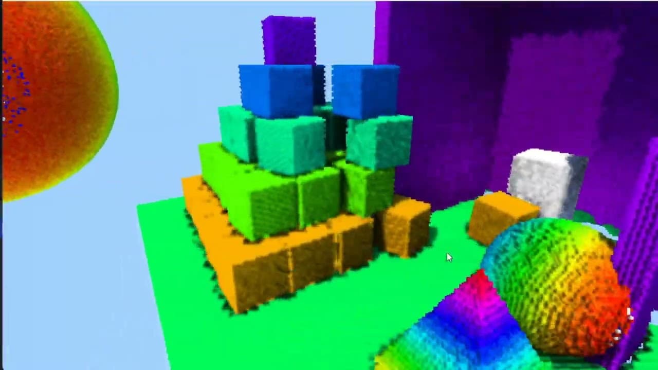 Early voxel game engine demo